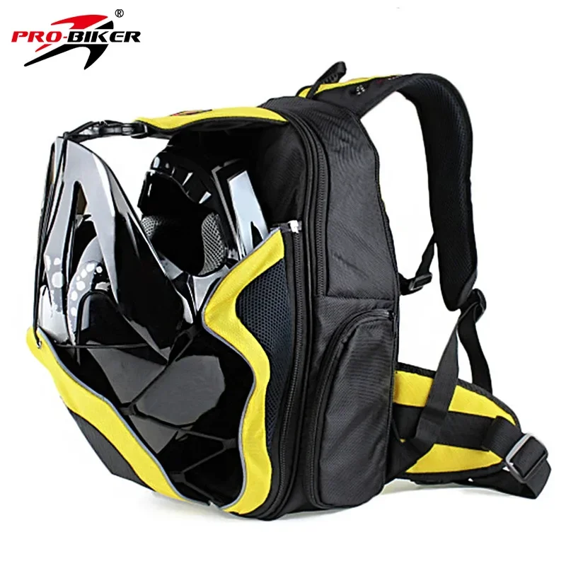 

PRO-BIKER Yellow Motorcycle Riding Bicycle High-Capacity Helmet Bags Travel Bag Can Hold Computer Phone With Waterproof Cover