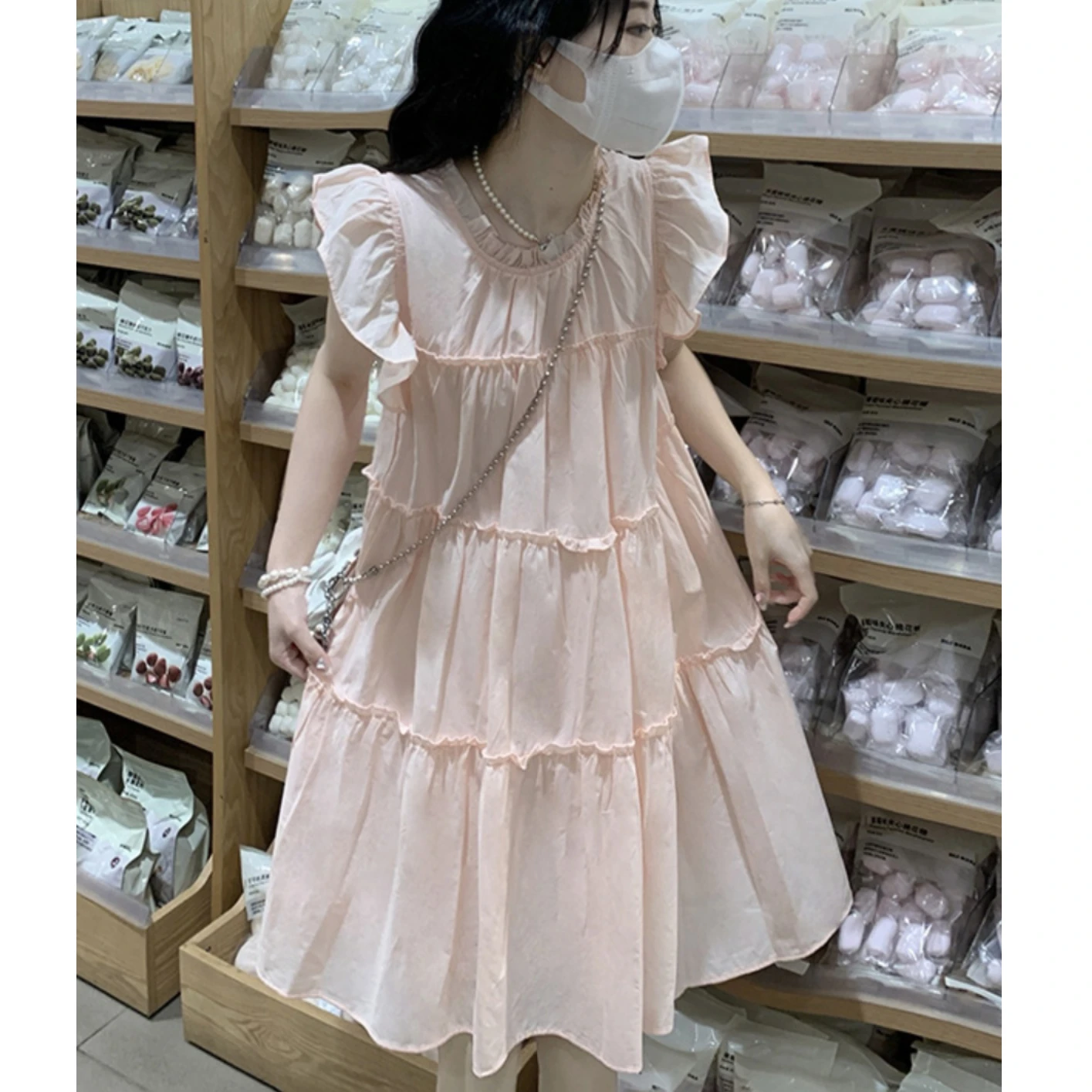 

Летнее платье миди без рукавов больших размеров для девочек, в стиле принцессы, с волнистым краем, свободного кроя, с коротким рукавом, многоярусная юбка-тортик