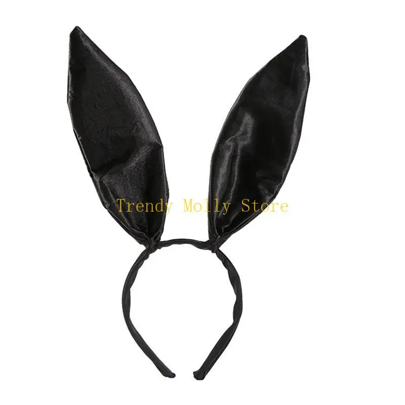 N5KB Bunny Ear Hoofdband Satin Hair Hoop Bunny Cosplay Hoofdband Konijnoor Haarband