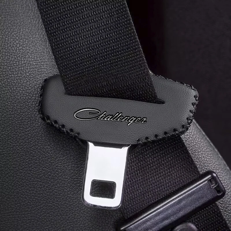 2pcs Car Seat Belt Buckle Cover Leather Protector Anti-collision Case For Dodge Challenger