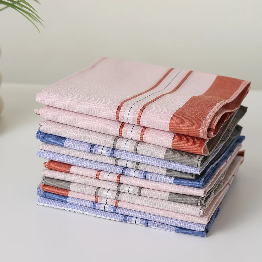 3 szt. Nowy męski chusteczka bawełniana w kratę, w paski, w stylu retro, ręcznik do potu, bawełna 43*43 cm