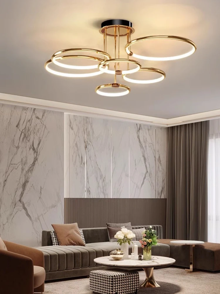 

Light Luxury Living Room Ring Decorative Chandelier Modern Simple Atmosphere Hotel Restaurant Master Bedroom LED Ceiling Lamp