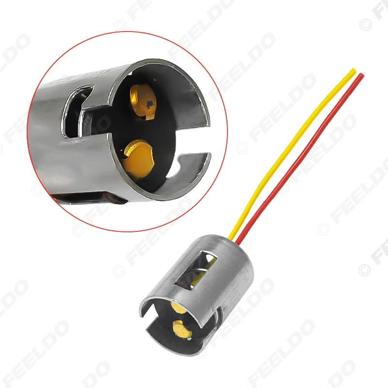 FEELDO Car BA15D Connector LED Bulb Replacement Socket BA15D Bulb Holder Adapter With Extension Wire Harness