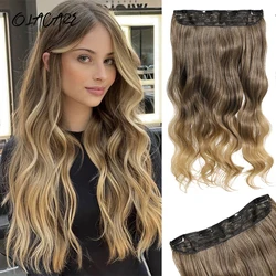 Synthetic 4 Clip In Hair Extensions Long Curly Wavy Hairstyle Hairpiece Omber Brown Blonde Natural Fake Hair For Women