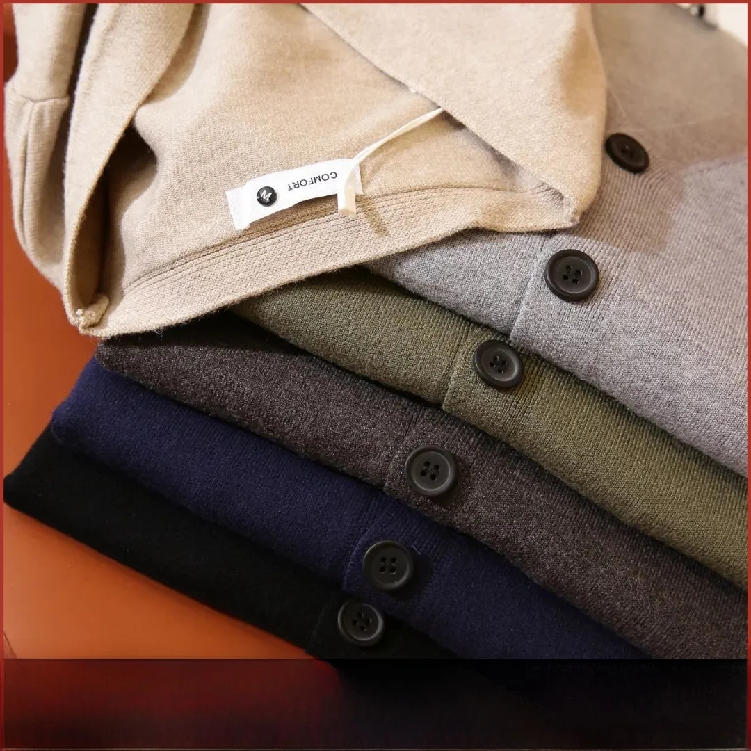 

Loose Fit Men's V-Ne Knitted Cardigan Casual Elastic Sweater Outerwear Faionable Urban Sle Long Sve Winter Coat