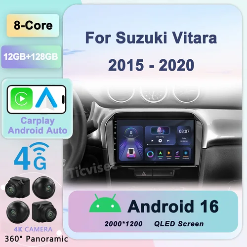 Reproductor de vídeo Multimedia de Radio de coche Android 16 para Suzuki Vitara 2015 - 2020 navegación GPS Autoradio Wifi BT Carplay