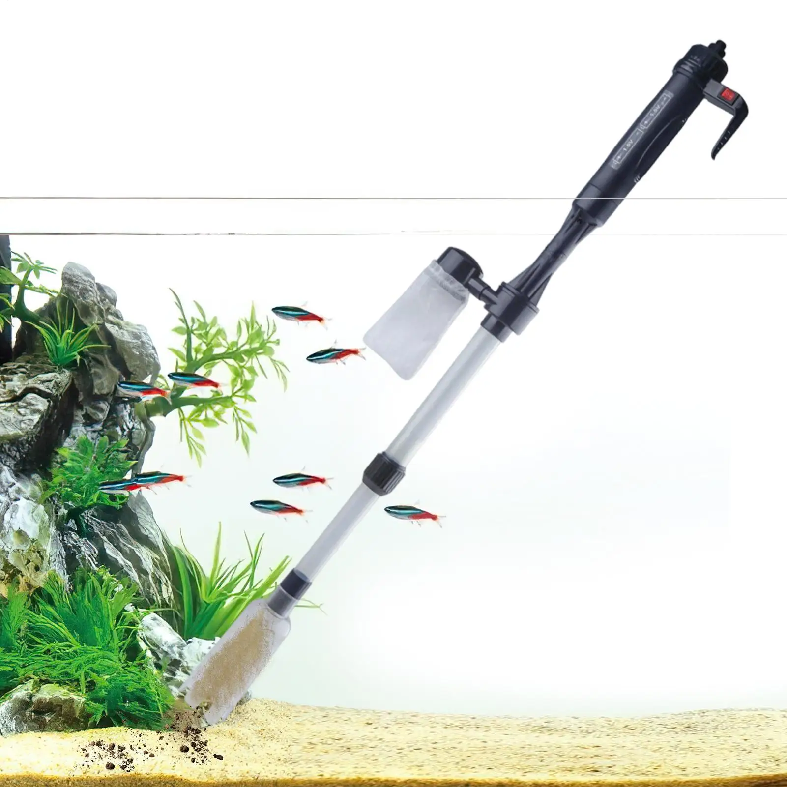 Electric Aquarium Gravel Cleaner Fish Tank Vacuum Siphon Water Changer Sand Washer Cleaning Tool with Air Press Button