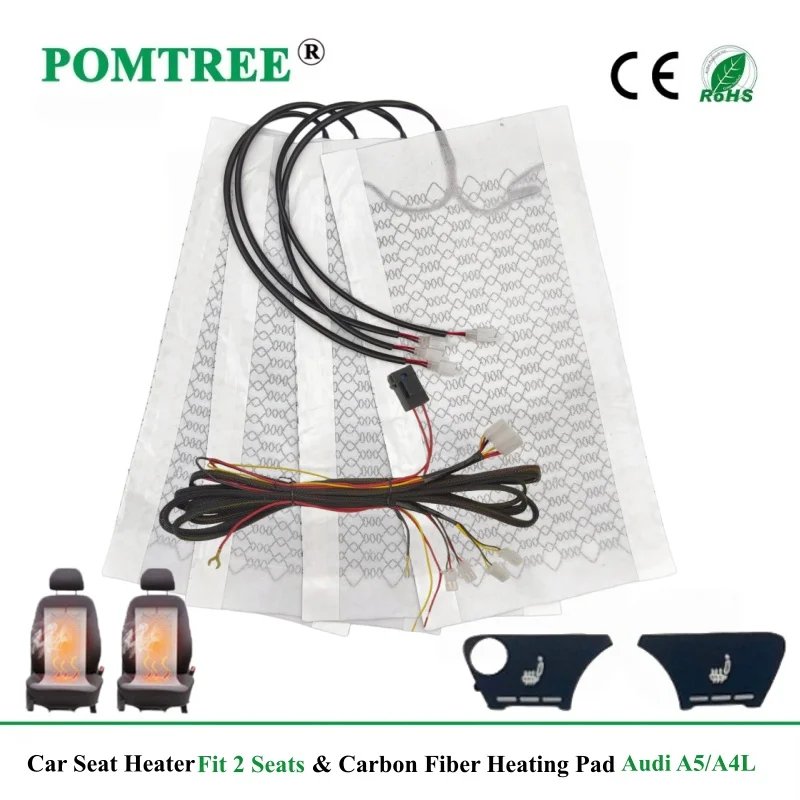 Built-in Car Seat Heater Kit Fit 2 Seats Alloy Wire/Carbon Fiber Heating Pads 3-Levels Switch Kit For Audi A4L 2017-2026