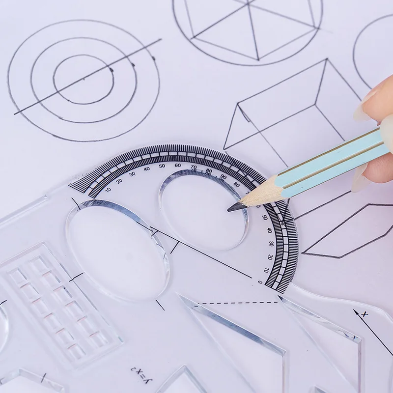 1pc Soft Mathematics Plastic Rulers for Kids Student Kawaii School Supplies Stationery Geometric Graph Ruler