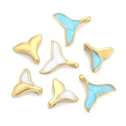 5pcs Stainless Steel Enamel Whale Tail Charms For Jewelry Making DIY Handmade Pendant Bracelet Jewelry Findings Accessories