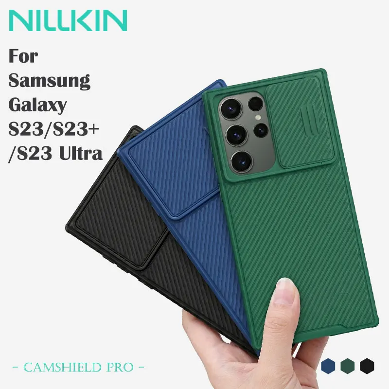 NILLKIN Case for Samsung Galaxy S23/S23 Plus/S23 Ultra, Slide Camera Lens, Anti-Fingerprint Back Cover, Bumper Protective Case