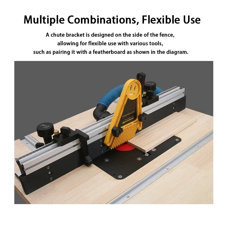 Aluminum Alloy Woodworking Router Table Fence 700mm 300mm T-Track Sliding Brackets Bit Guard DIY Tool