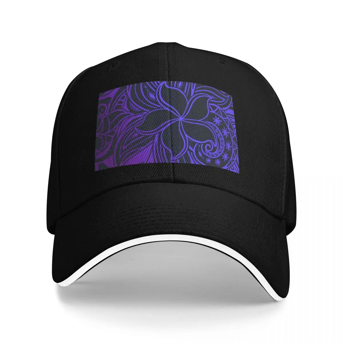 Hawaiian Shimmer Blue Village Design Tiare Print Artboard Baseball Cap |-F-| Male hat Men's Luxury Women's