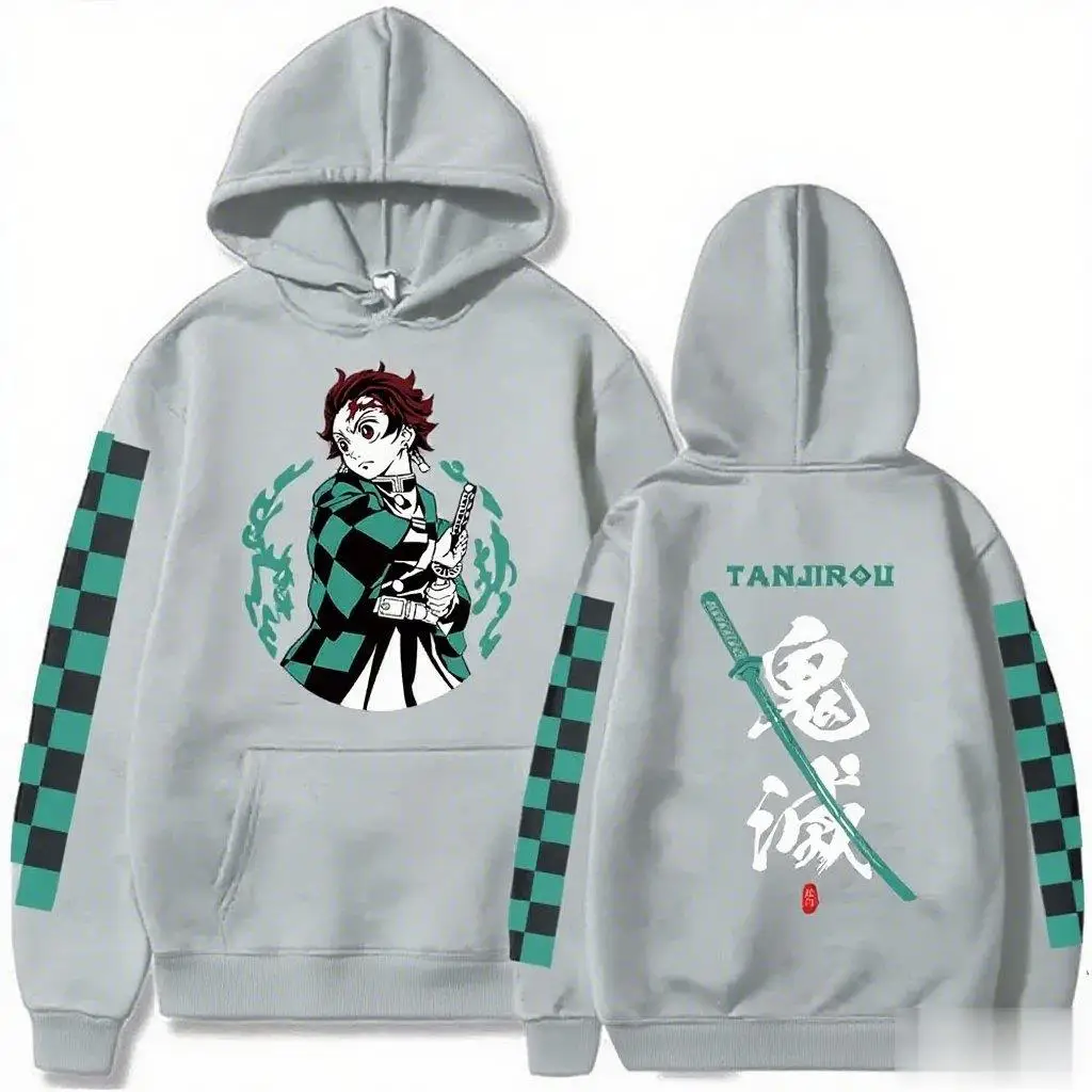 デーモンスレイヤーグラフィックプリントアニメパーカー男性女性プルオーバースウェットシャツ秋冬 Y2k ストリート特大長袖トップス