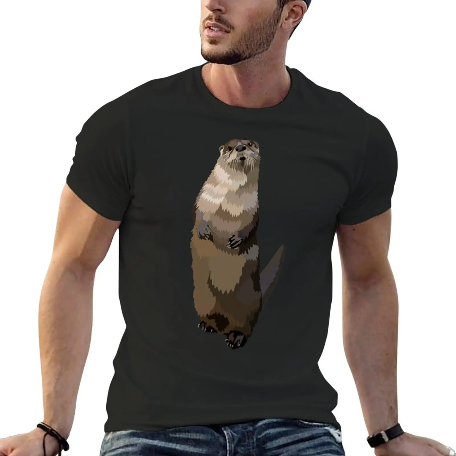 N is for North American River Otter T-Shirt summer top plus sizes cute clothes man clothes shirts men