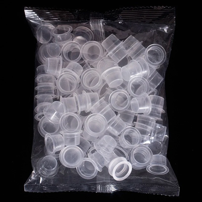 100 قطعة أكواب حبر الوشم القابل للتصرف الصباغ البلاستيكي حامل واضح قبعات الحاويات الوشم تجميل دائم Microblading ملحق #5