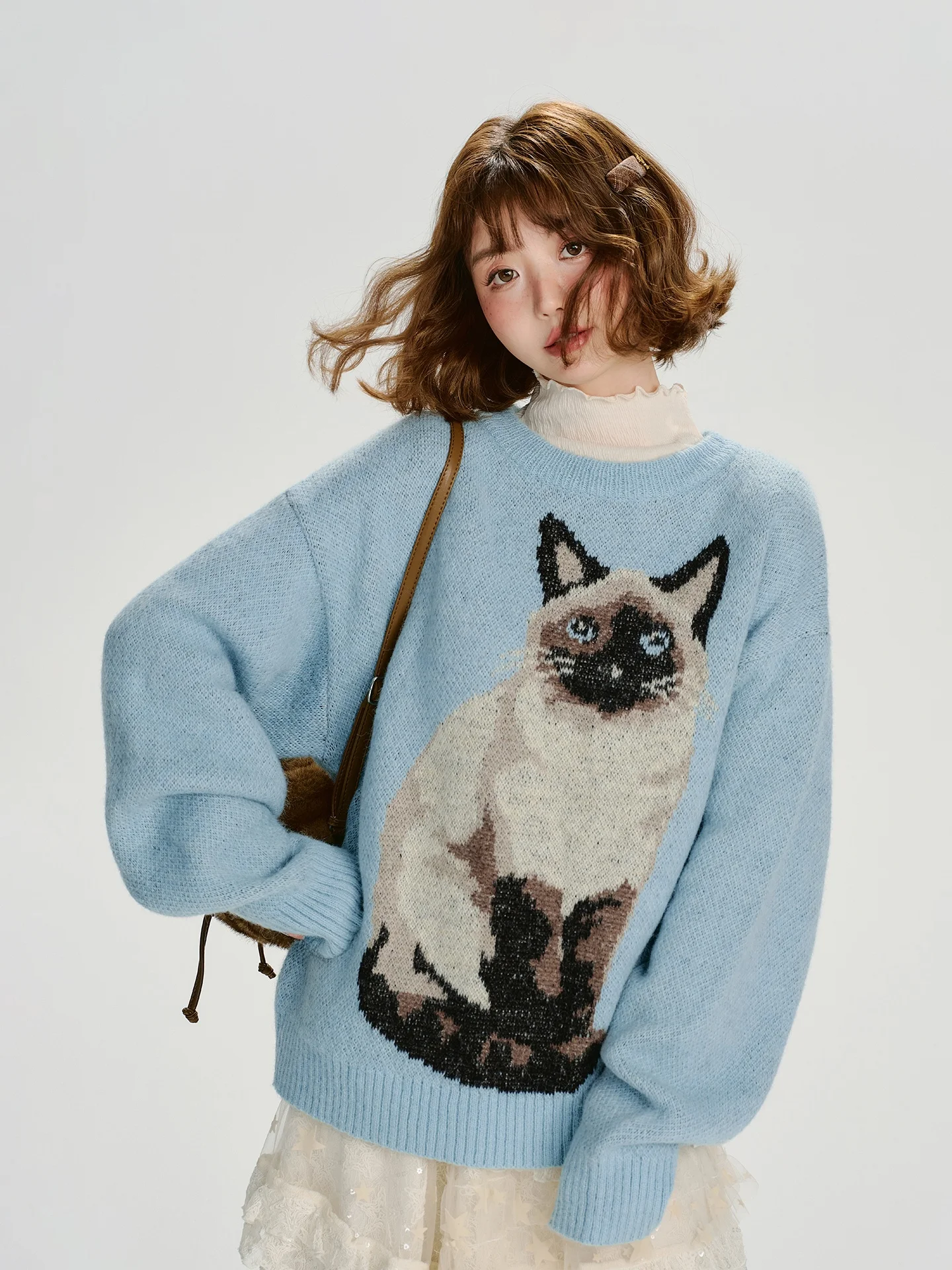 

Девичий американский вязаный свободный свитер в стиле ретро, женский осенний новый круглый топ с надписью Ne, теплый топ