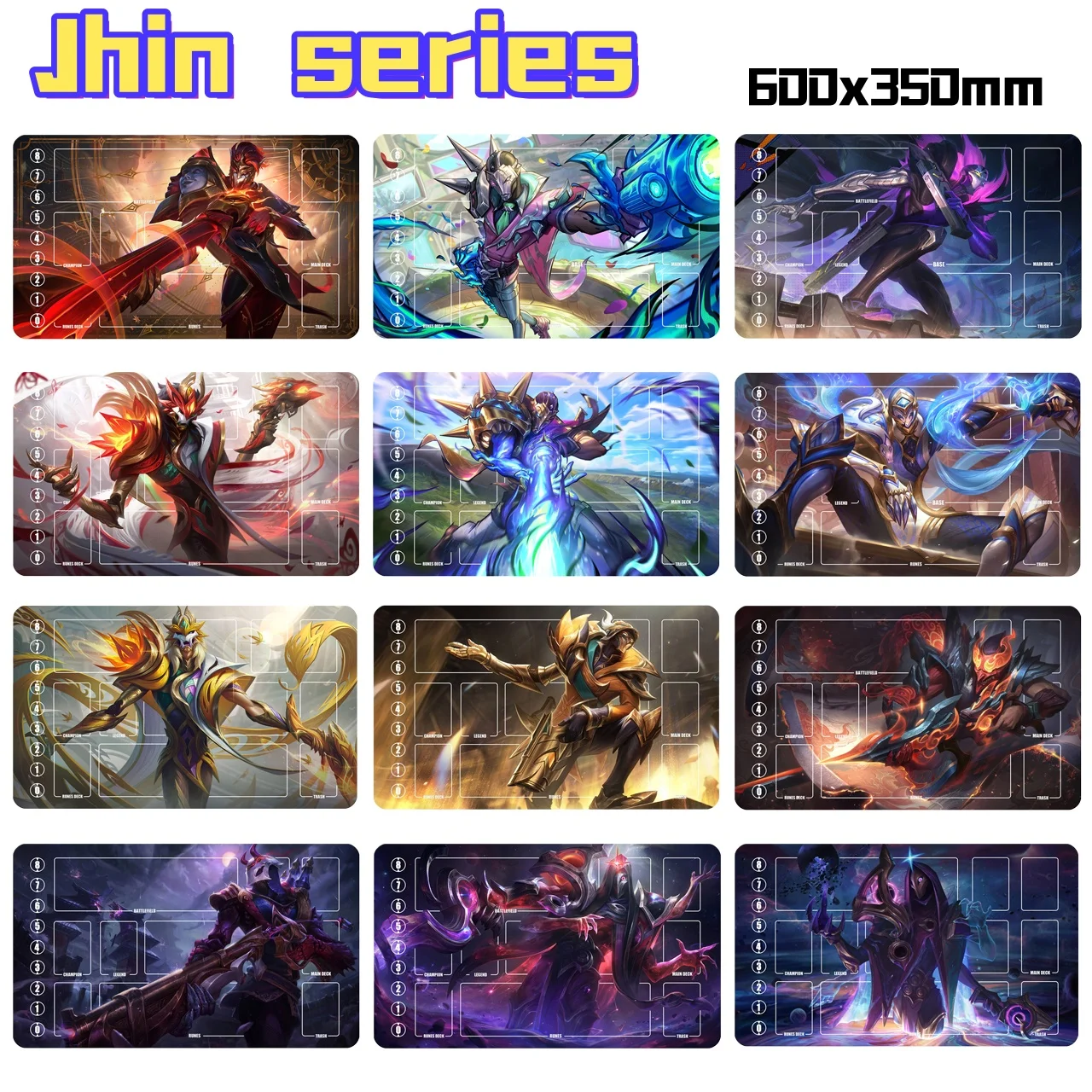600x350 مللي متر Jhin سلسلة لاعب واحد مبارزة Playmat مناسبة ل Riftbound لعبة ببطاقات ورقية التداول أنيمي الكرتون المطاط مجلس حصيرة ألعاب #1