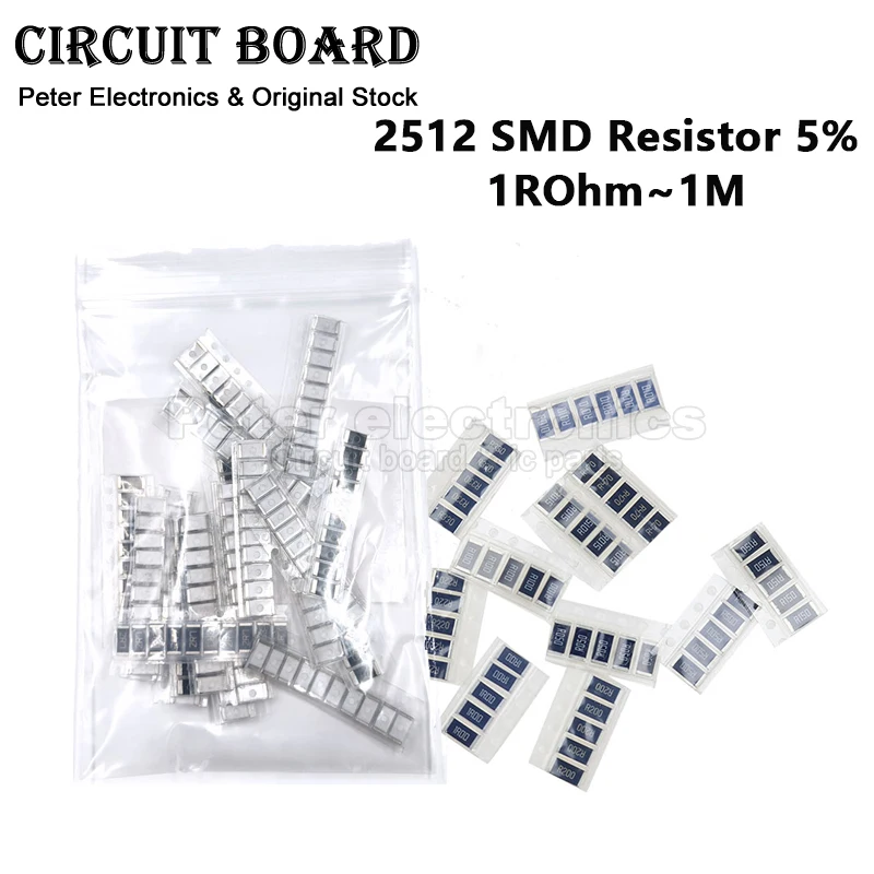 

(330pcs) 2512 SMD Resistor Assorted Kit 5% 33ValuesX10PCS 1R 10R 100R 1M 1K 10K 100K 47R 470R 33K 22K Ohm