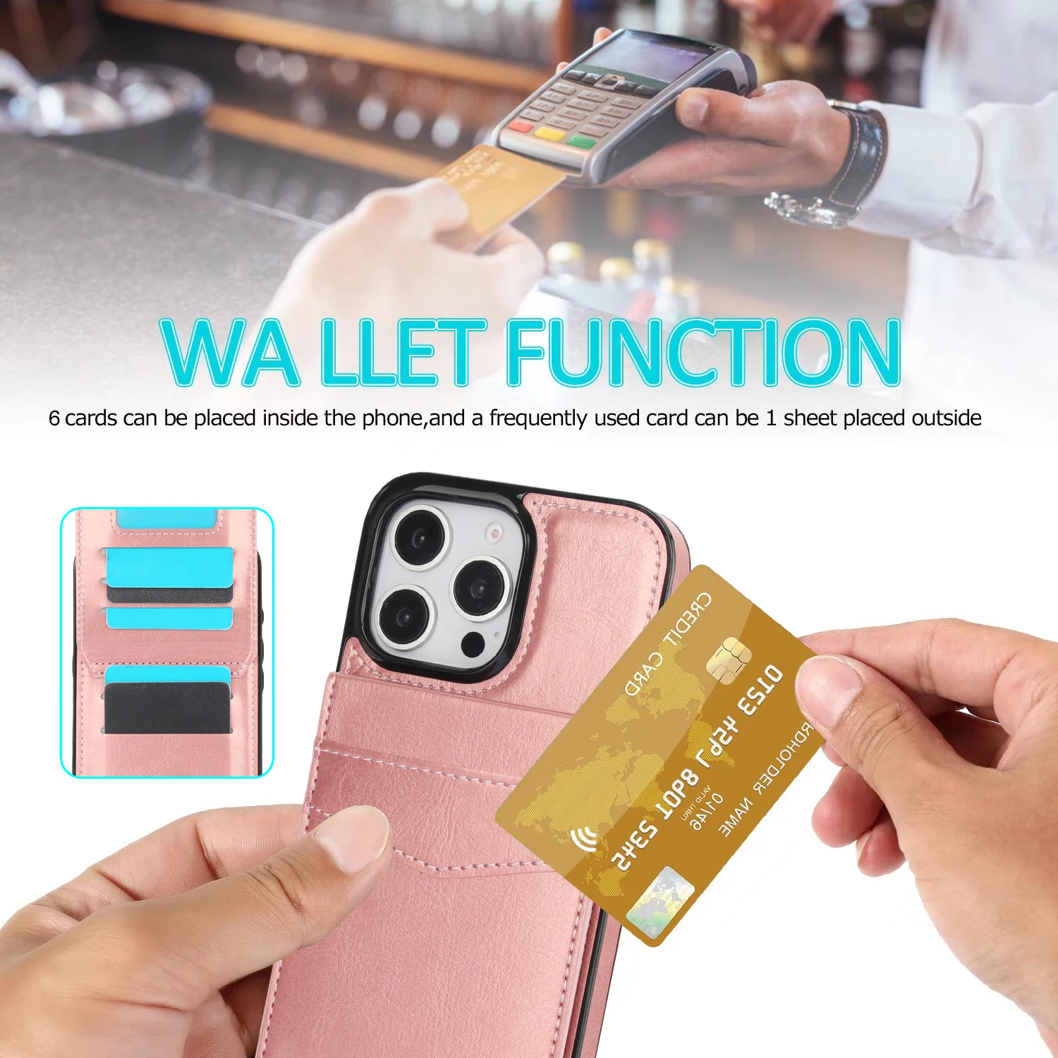 Wallet with Card Holder Kickstand Leather Phone Case for iPhone 16 15 14 11 Pro Max XS XR 7 8 Plus 13 12 Mini Protective Cover