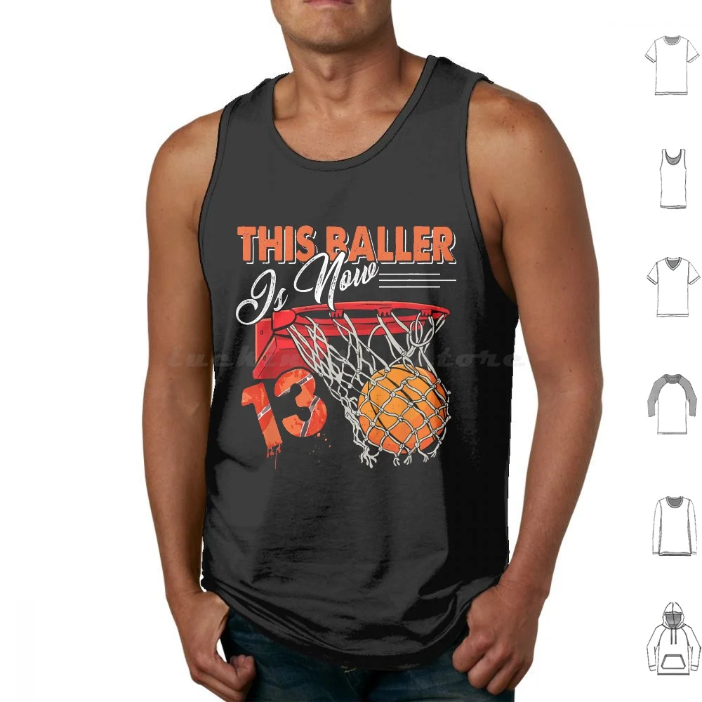 

13th Birthday Basketball Tshirt Funny 13 Years Old Kids Gift T-Shirt Tank Tops Vest Sleeveless 13th Birthday Basketball Funny