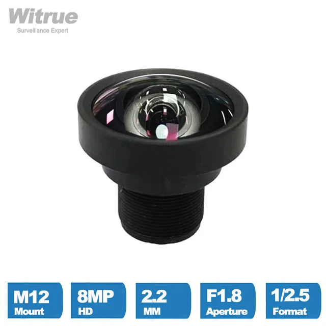 Witrue 8MP 2.2mm obiektywy kamery przemysłowej 1/2.5 Cal IR bez zniekształceń F1.8 M12 do montażu z 650nm filtr podczerwieni dla AHD kamera IP
