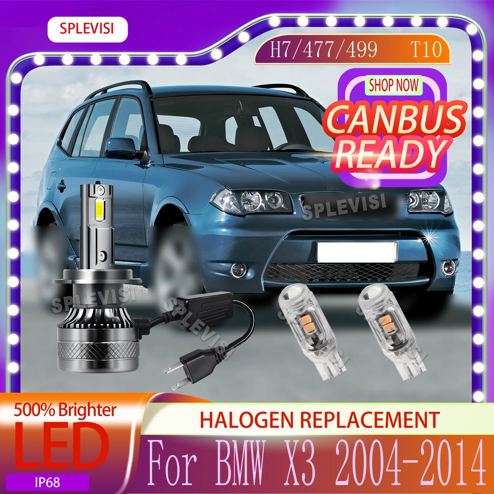 6000K High/Low Beam Fan Cooled Plug and Play LED HEADLIGHT For BMW X3 2004 2005 2006 2007 2008 2009 2010 2011 2012 2013 2014