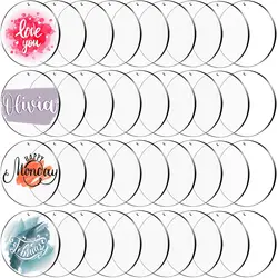 Acrylic Circle Blanks Sheet Clear Acrylic Round Ornaments Acrylic Disc with Hole Acrylic Blanks for Keychain,Craft,DIY Project