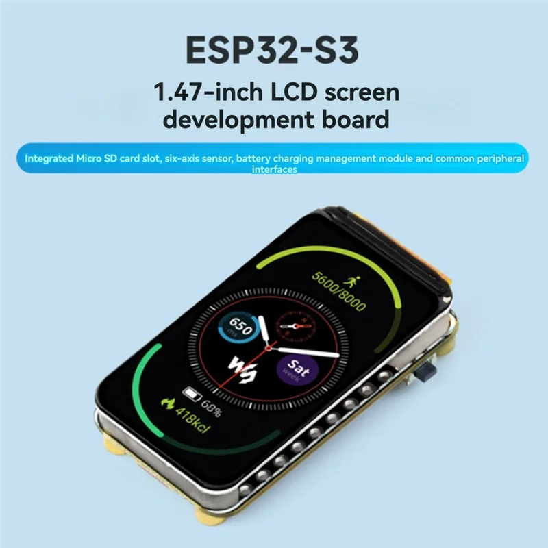 

REPLA-ESP32-S3 Плата для разработки экрана 1,47 дюйма с пятиточечным сенсорным экраном, поддерживает Wi-Fi и Bluetooth с встроенной антенной