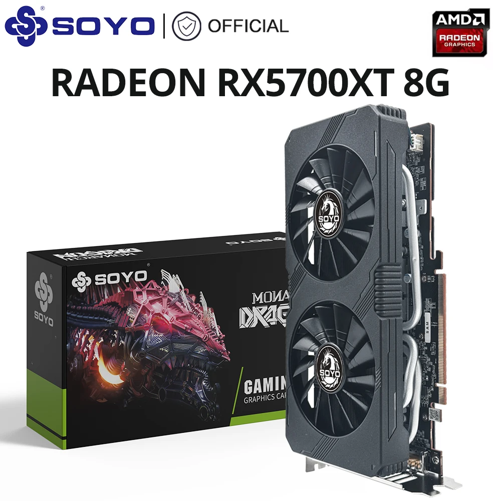 SOYO Volle Neue AMD Radeon RX5700XT 8GB Gaming Grafikkarte GDDR6 Video Memory 256Bit PCIEx16 4,0 für Desktop-Computer video Karte