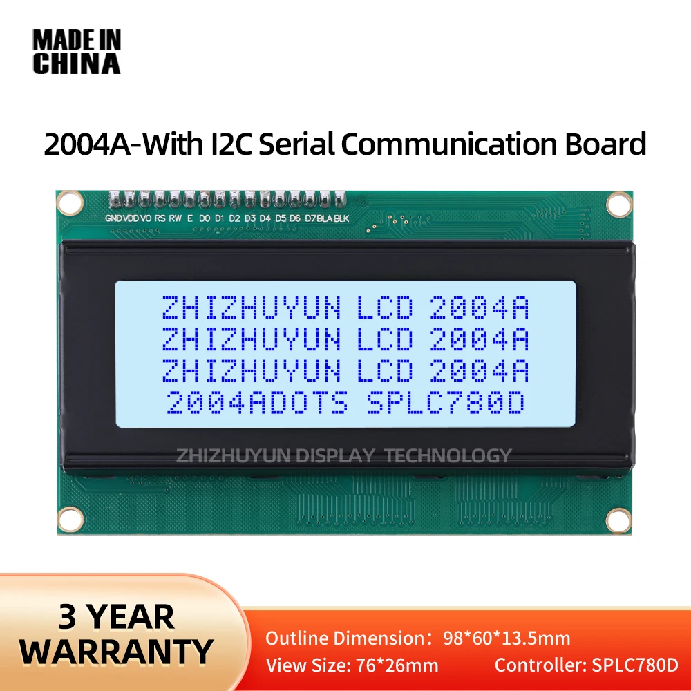 2004A IIC Adapter Board Character Screen Grey Film Blue Letters PCF8574 LCM LCD Module Characters I1C12C Interface 5V