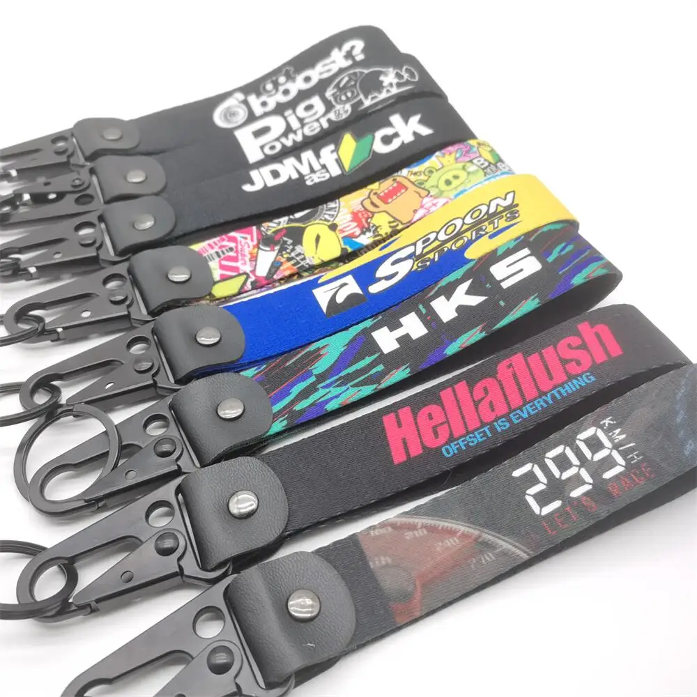 Newest Car Keychain Motorcycyle Keyring Key Strap Key Tag Japan JDM Racing Modified Culture Key Pendant Car Clip Key Accessories