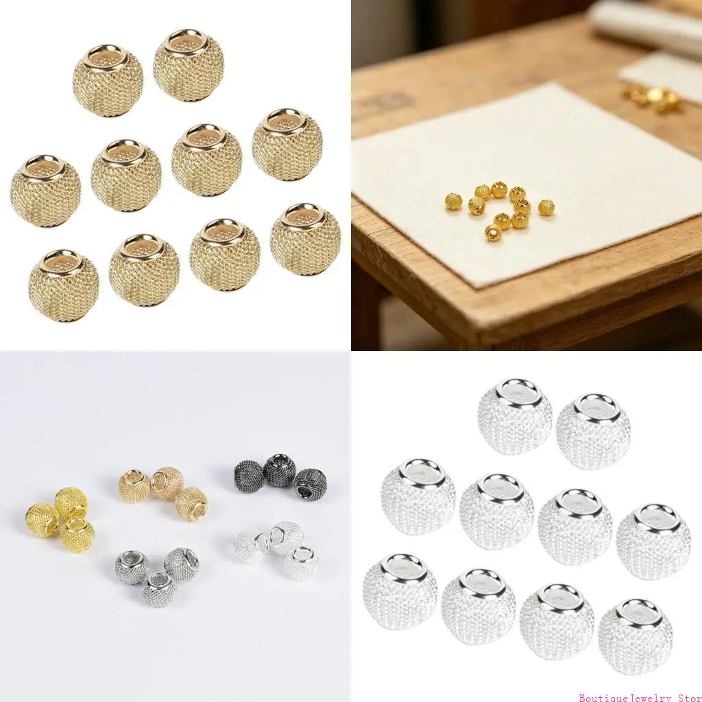 E1PE 10Pcs/Pack Hollow Wire Ball for Handcrafted Rings and Chains Jewelry Making Supplies For Craft Enthusiasts