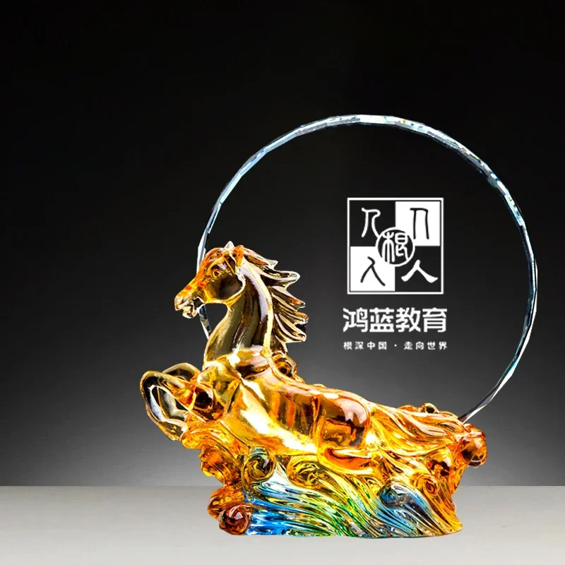 Customized Creative Electroplate Resin Horse Trophy Awards, Excellent Souvenir, Equestrian Race, Coloured Glaze Medal Decor, 1Pc