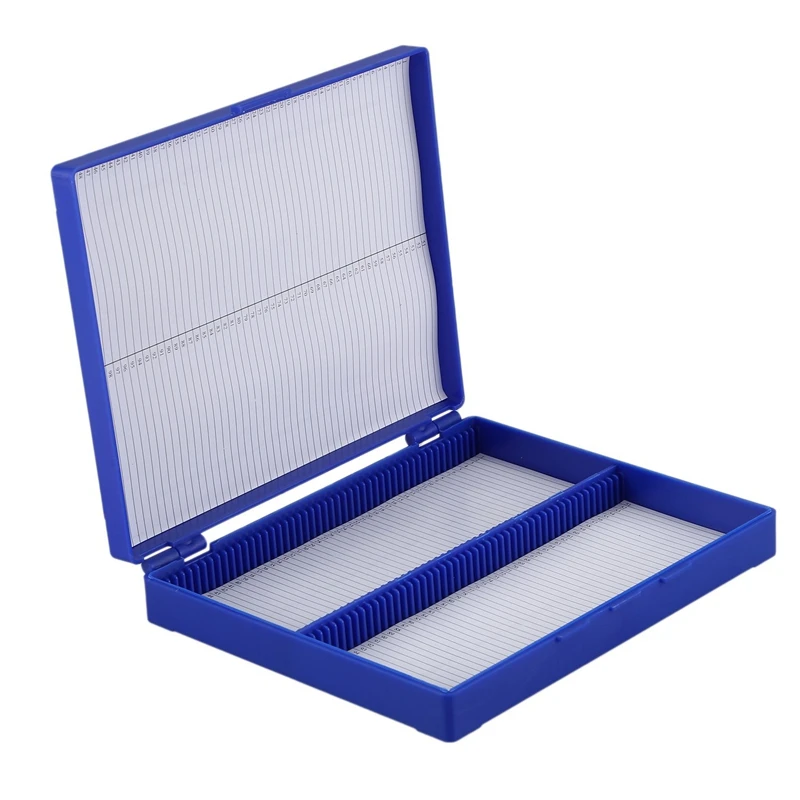 AT13 Royal Blue Plastic Rectangle Hold 300 Microslide Slide Microscope Box