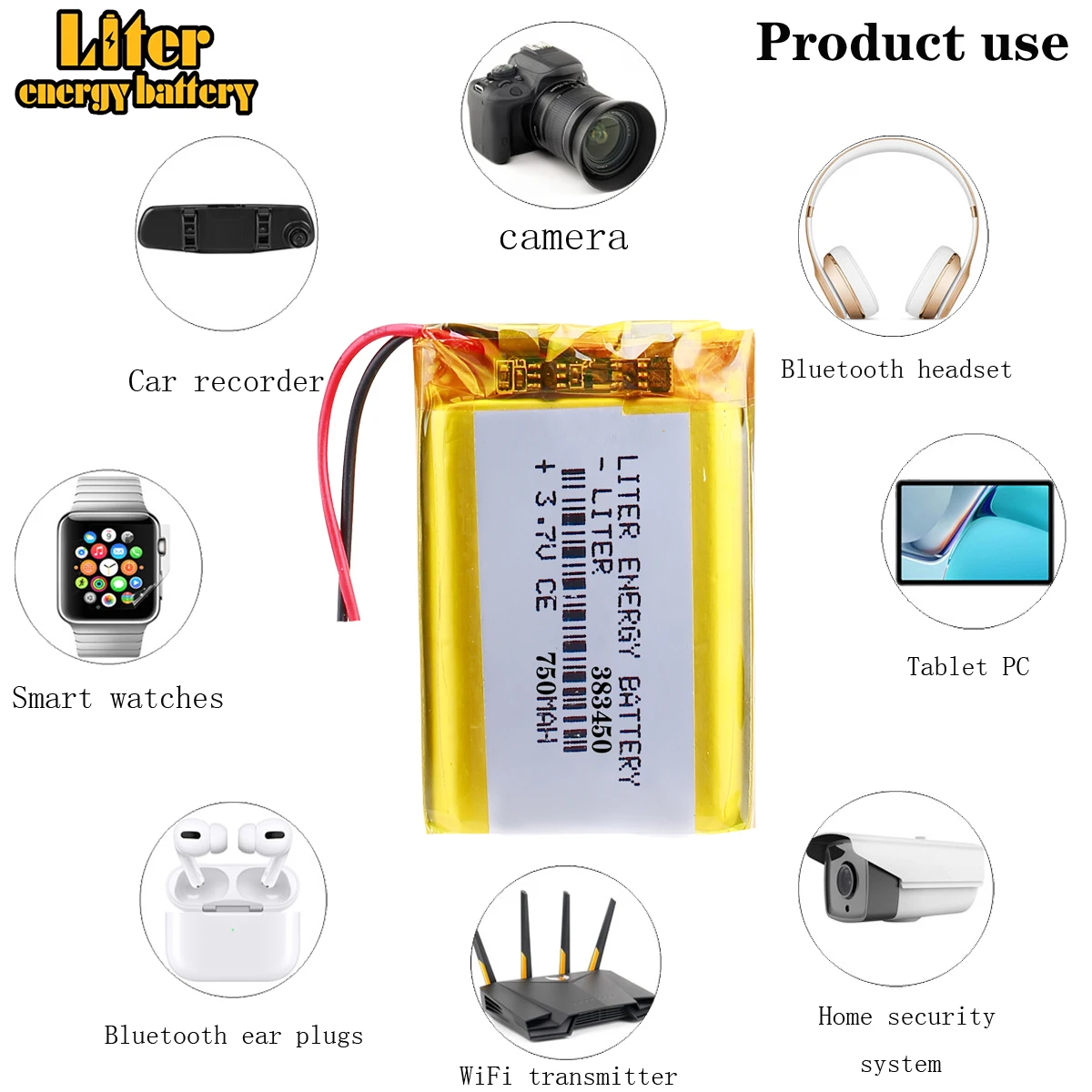 Liter energy battery 383450 3.7V 750mAH 403450 PLIB polymer lithium ion / Li-ion battery for GPS mp3 mp4 mp5 dvd