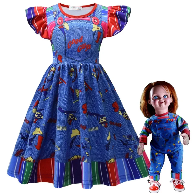 Costume de Cosplay de la Mariée de Chucky pour Enfant Garçon et Fille, Jeu d'Horreur Amusant, ixd'Anniversaire, Noël