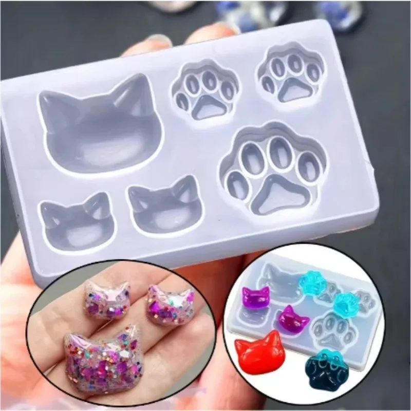 

DIY Cat Paw Crystal Epoxy Resin Heart Silicone Molds Jewelry Making Epoxy Resin Silicone Casting Mould