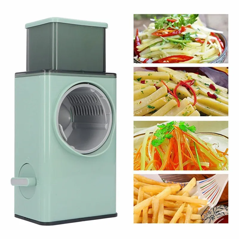 Hand Crank Rotary Cheese Grater Vegetable Shredder Slicer with 3 Blades Kitchen Speed Mandolin Slicer For Potato Zucchini Nuts