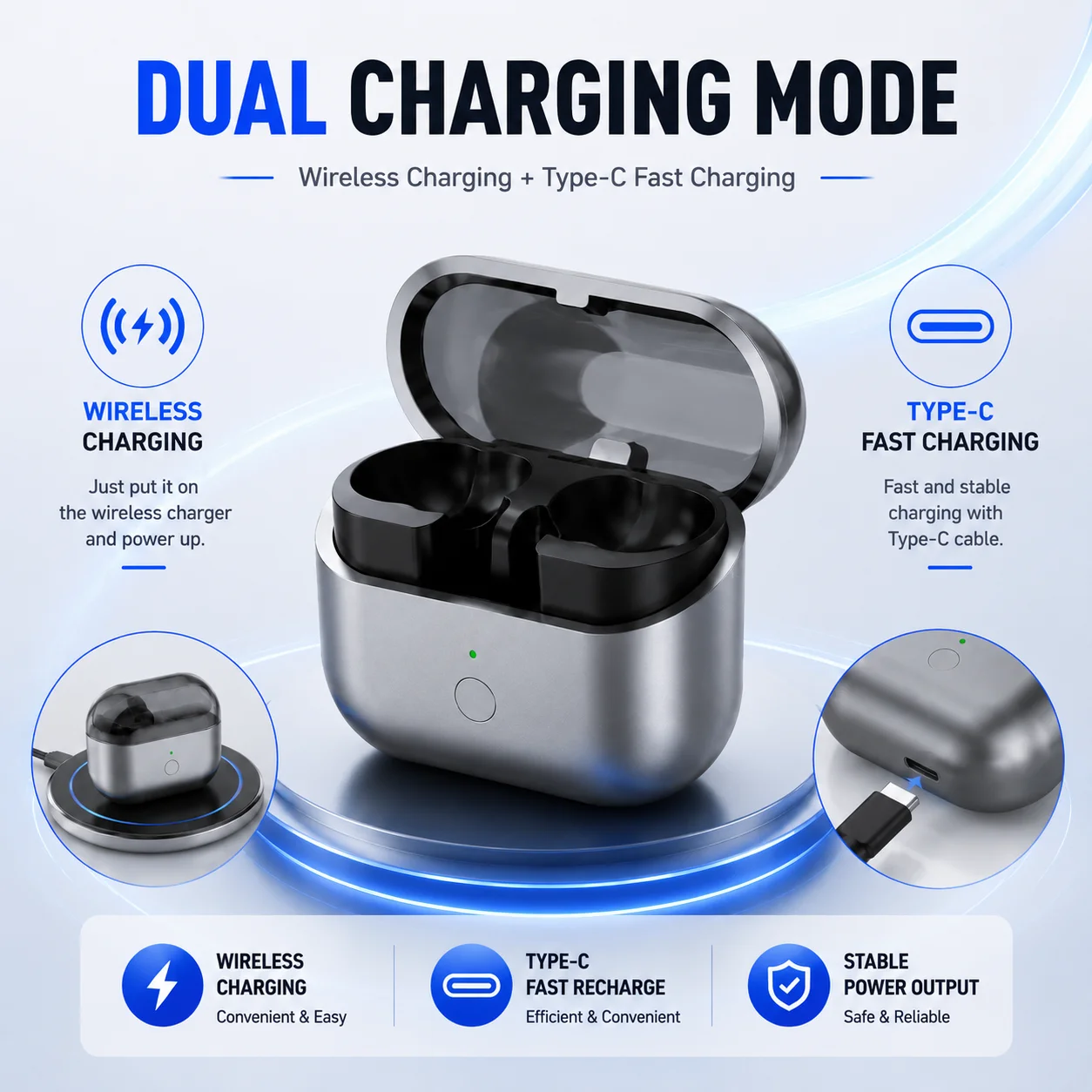 Portable Wireless Charging Cas - đánh giá và giá Earbuds Charging Case
