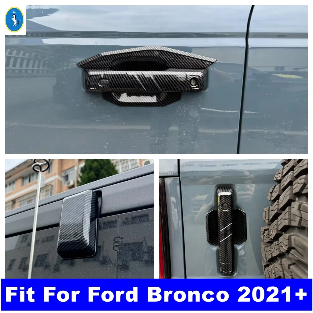 

Carbon Fiber Car Rear Window Panel Sequins / Door Handle Bowl Frame Decor Cover Trim ABS Accessories For Ford Bronco 2021 - 2024