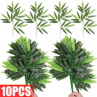 20 Leaves Artificial Bamboo Leaf Fake Lifelike Green Plant for Landscape Scenery Christmas Garden Wedding Decoration Home Office