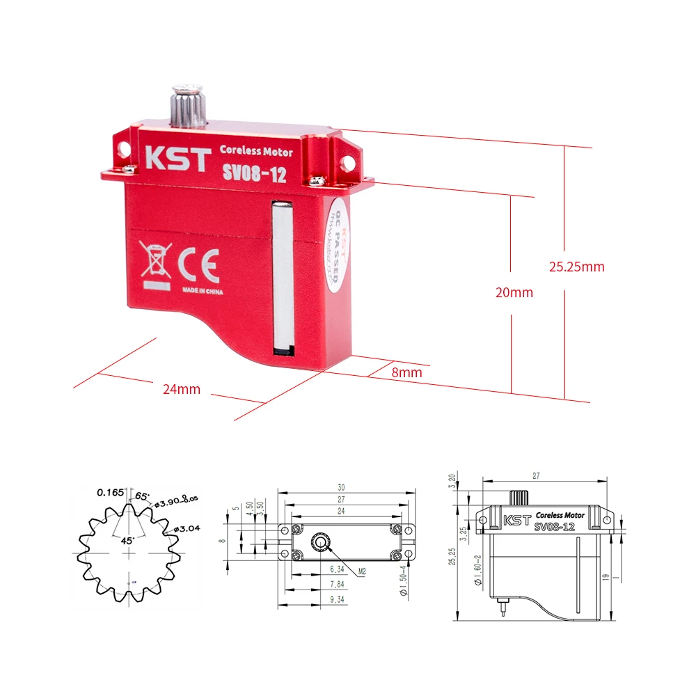 KST SV08-12 8.0Kgf.cm 0.09sec SHV Coreless Metal Gear Micro Servo