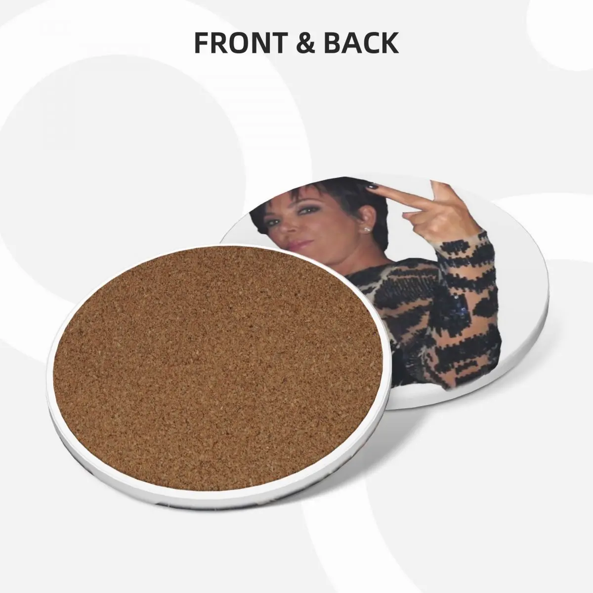 Kris Jenner Meme Drunk Peace Sign Ceramic Coasters (Set of 4) Cup mat ceramic set anti slip Coasters