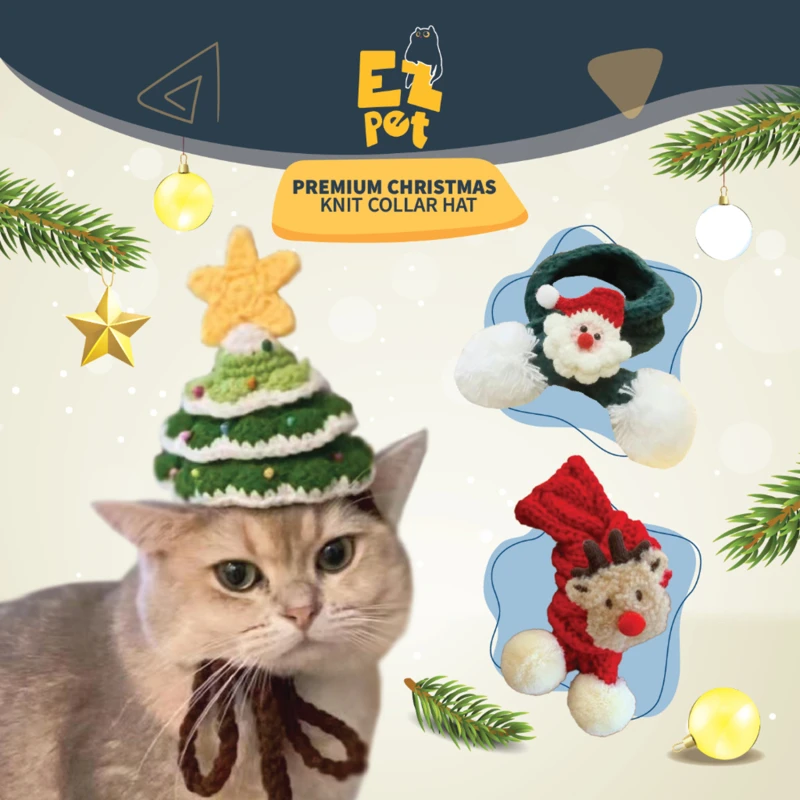 Pet Hat Lovely Christmas Tree Design Woolen Yarn Knitted Festive Cat Cap Headgear Photo Props