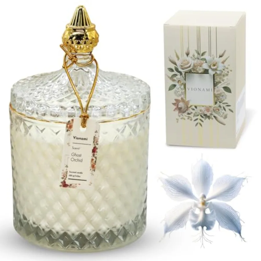 

Luxury Scented Candle Gift Rare Flower Fragrance in Elegant Glass Jar, Decorative Soy Candles Gifts for Women, Long-Lasting 80