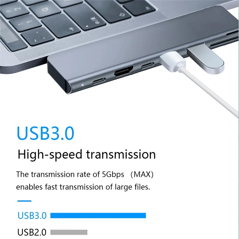 B44C Tebe 7 In 1 Type-C Hub USB -C To 4K -Compatible USB 3.0 SD/TF PD Fast Charging Splitter USB C Docking Station
