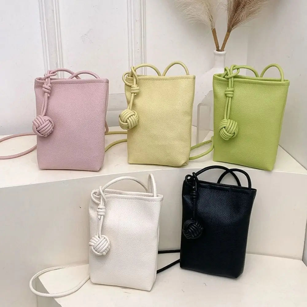 PU Leather Mobile Phone Crossbody Bag Small Purses Candy Color Leather Trend Shoulder Bag Simple Soft Mini Summer Shoulder Bags