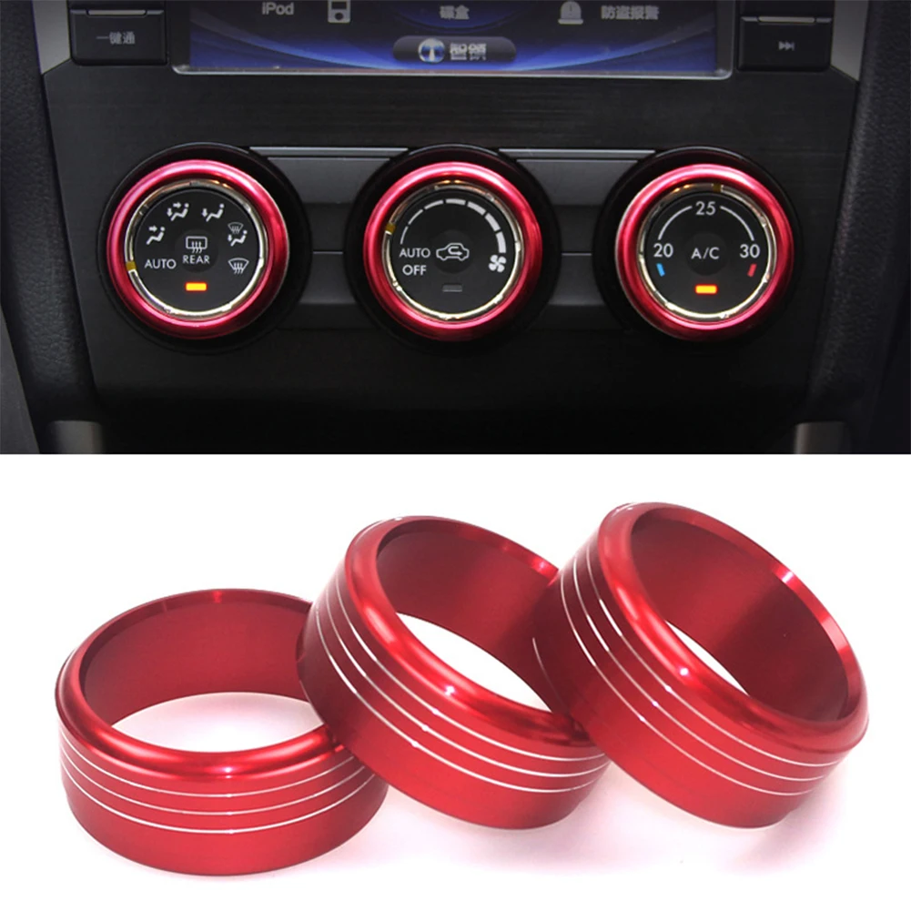 Perilla decorativa para aire acondicionado Subaru Forester 2013-2018, anillo brillante, 3 piezas, rojo, XV Impreza, modificado especial