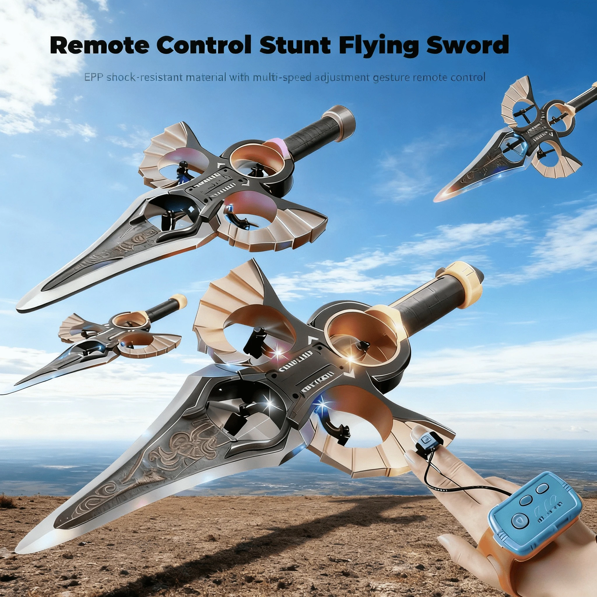 

Flying Sword Gift for Children Foam Watch Remote Control Flying Sword Quadcopter Model Remote Control Aircraft